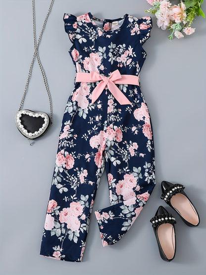 Girls Flutter Sleeve Jumpsuit