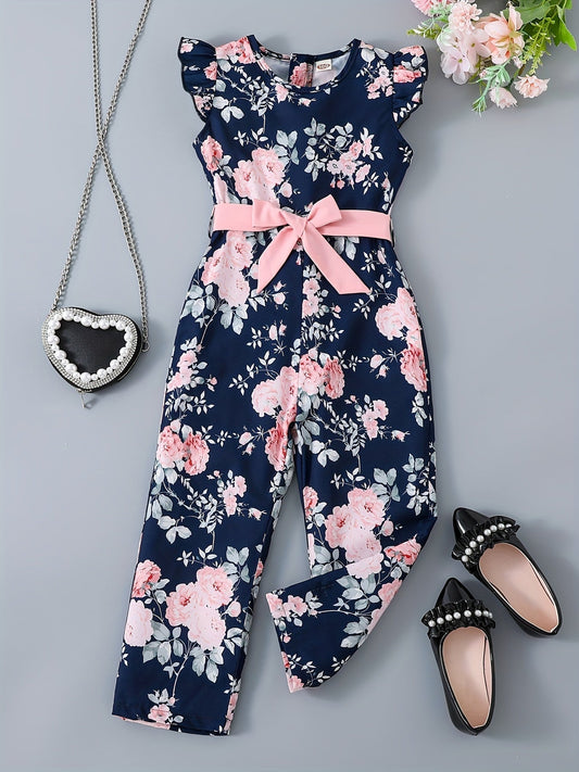 Girls Flutter Sleeve Jumpsuit