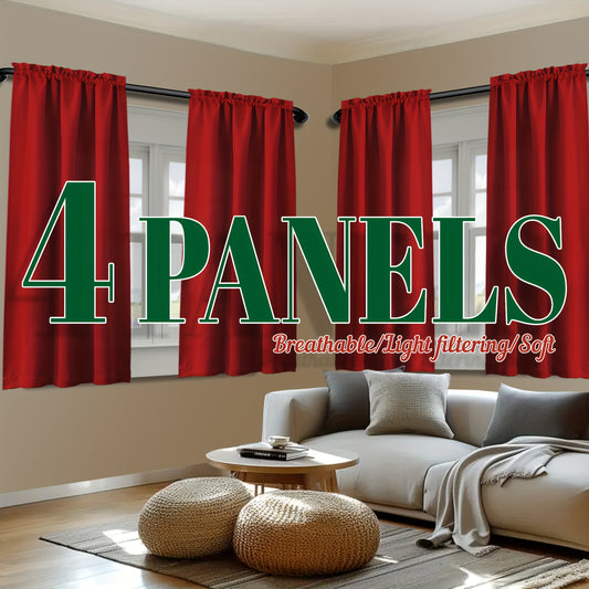 4 Panels BONZER Curtains - Red Light Filtering Breathable Fabric, 100% Polyester