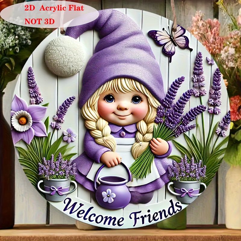 Farmhouse Wooden Welcome-Friends Sign, Lily & Butterfly Decor