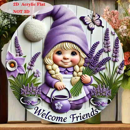 Farmhouse Wooden Welcome-Friends Sign, Lily & Butterfly Decor