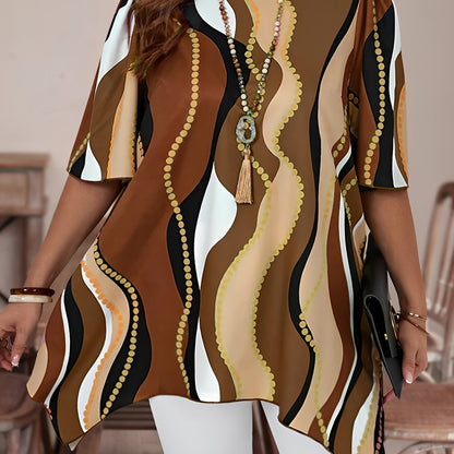 Women Black and White Abstract Print Top - Casualwear