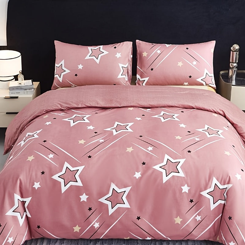 Geometric Five-Pointed Star Print Duvet Cover 3 pcs