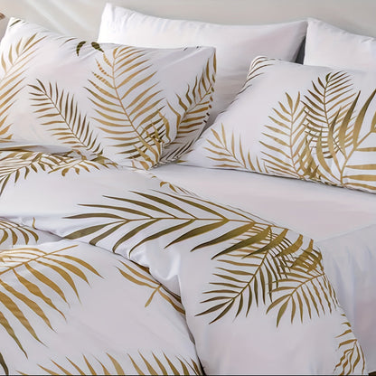 3 pcs Golden Leaf Duvet Cover Set