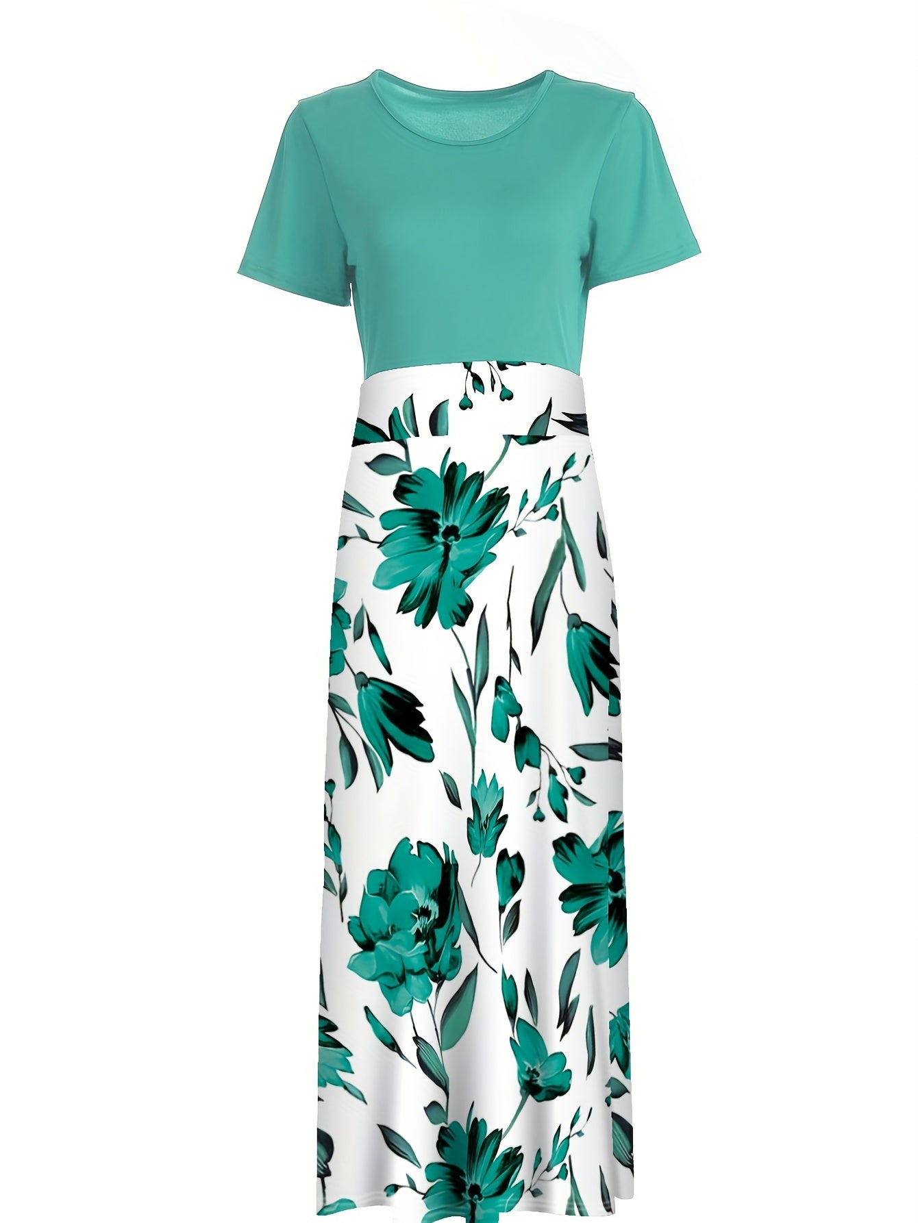 Floral Print Crew Neck Dress