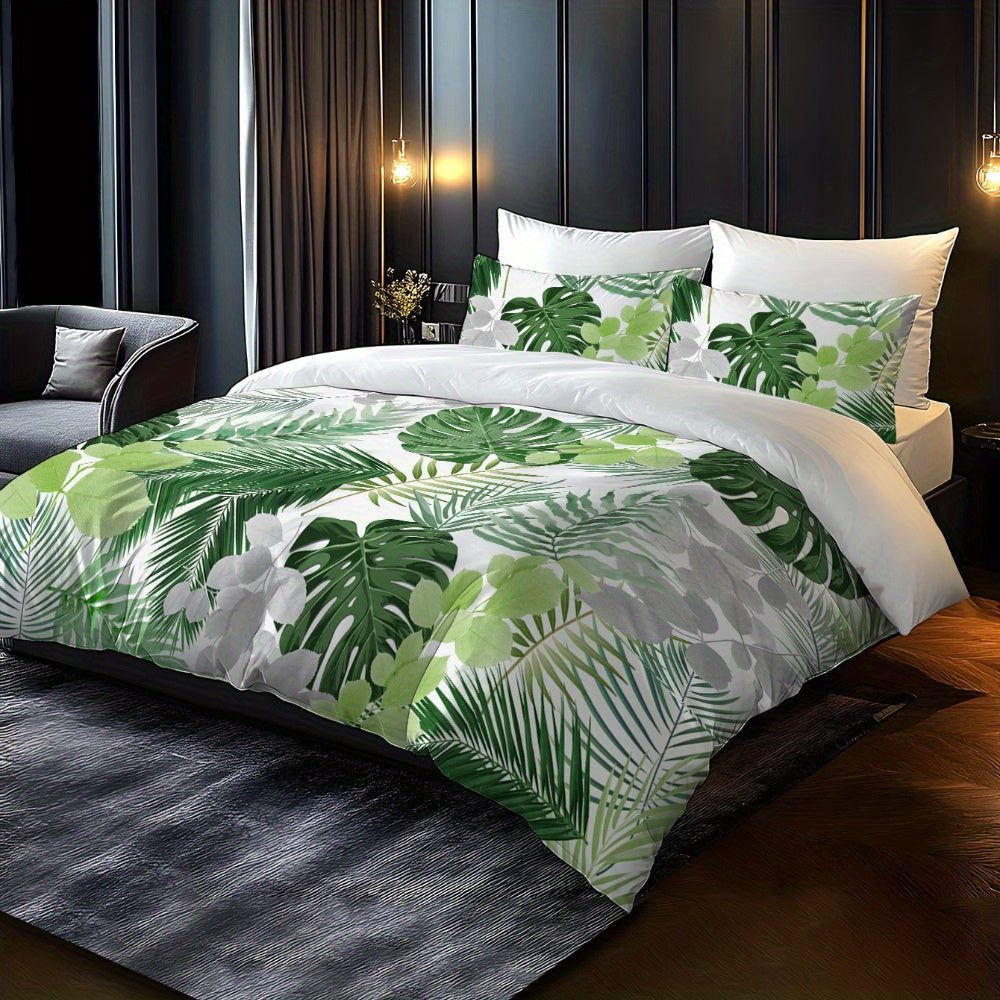 Dragon Blood Vine Green Bamboo Pattern - 1*Duvet Cover + 1/2 Pillowcases, Polyester