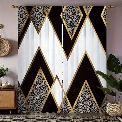 Black and Gold Geometric Curtains