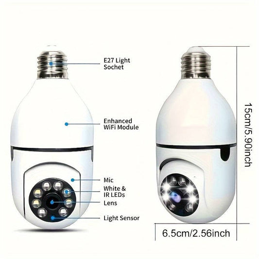 Camera with WiFi - E27 Smart Light Bulb, Night Vision Security