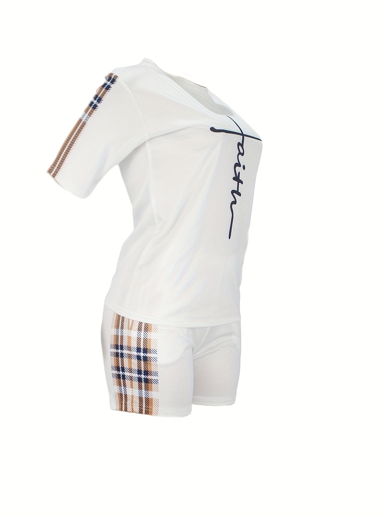 Plaid Two-Piece Faith Print Top & Pocket Shorts