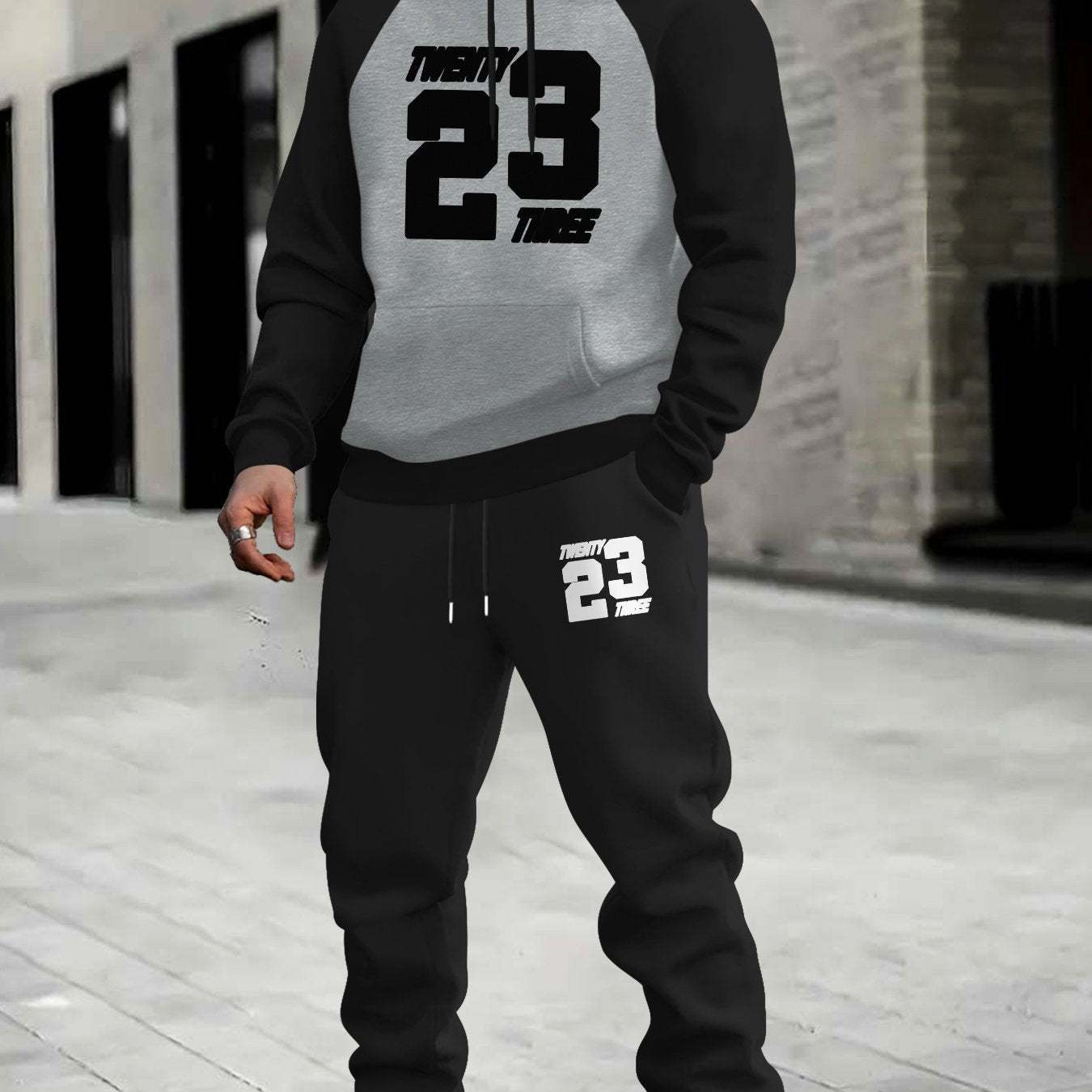 Men Sporty Hoodie and Sweatpants Set