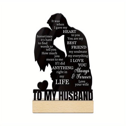 Table Decor Acrylic Sign Wooden Base for Home and Gift