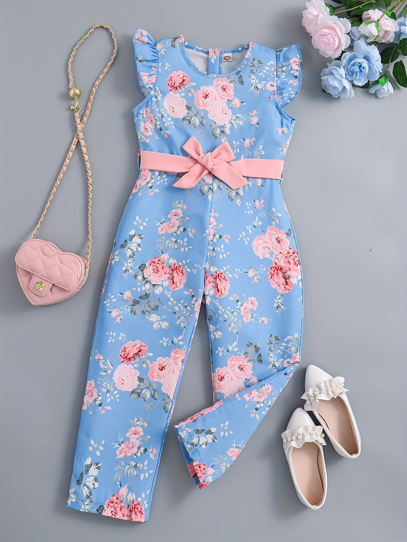 Girls Flutter Sleeve Jumpsuit