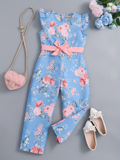 Girls Flutter Sleeve Jumpsuit