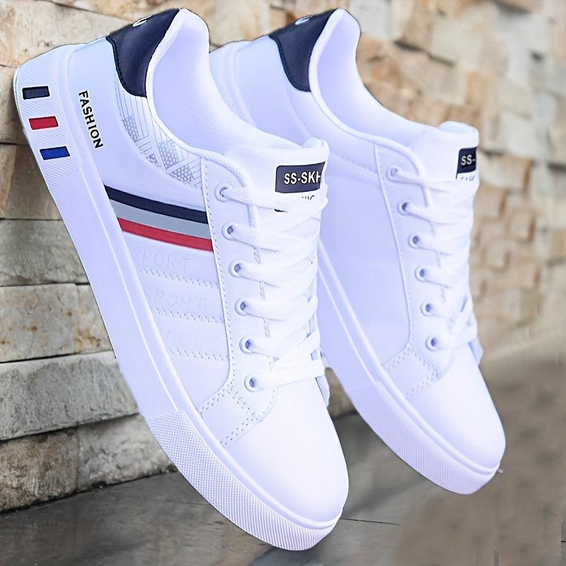 Men Lace-up Sneakers - Striped Design Skate Shoes, Comfortable