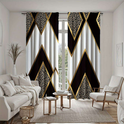 Black and Gold Geometric Curtains