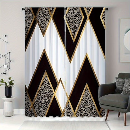 Black and Gold Geometric Curtains