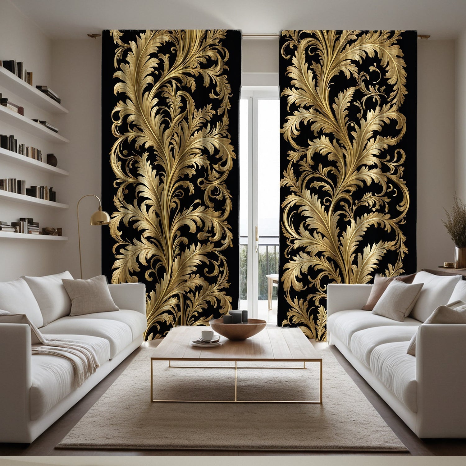Black and Golden Baroque Style Curtains