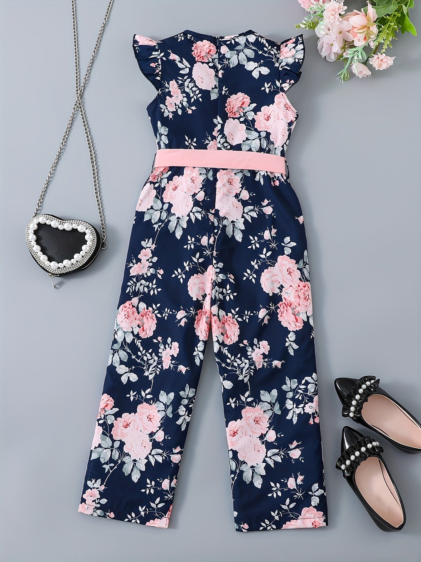 Girls Flutter Sleeve Jumpsuit