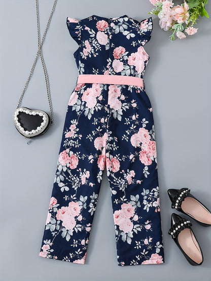 Girls Flutter Sleeve Jumpsuit
