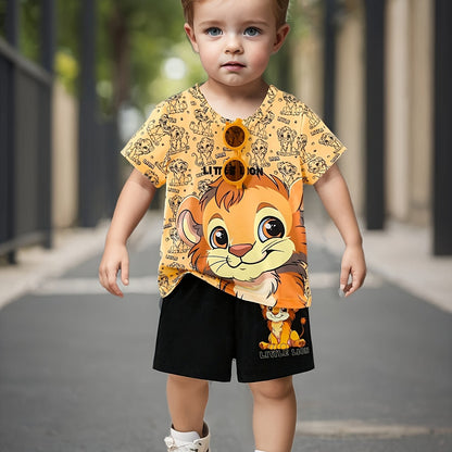 Boys Little Lion Print T-Shirt and Shorts Set