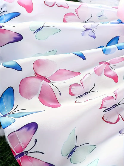 Girls Butterfly Print Dress and Hat Set - Adorable Holiday Outfit