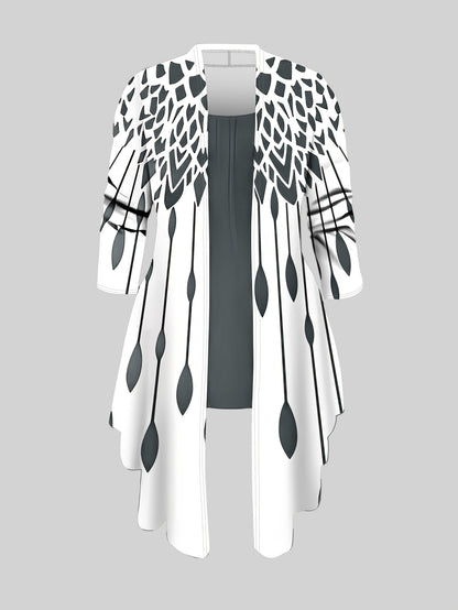 Plus Size Leopard Cardigan, Tank Top & Pants Set - Stretchy & Stylish