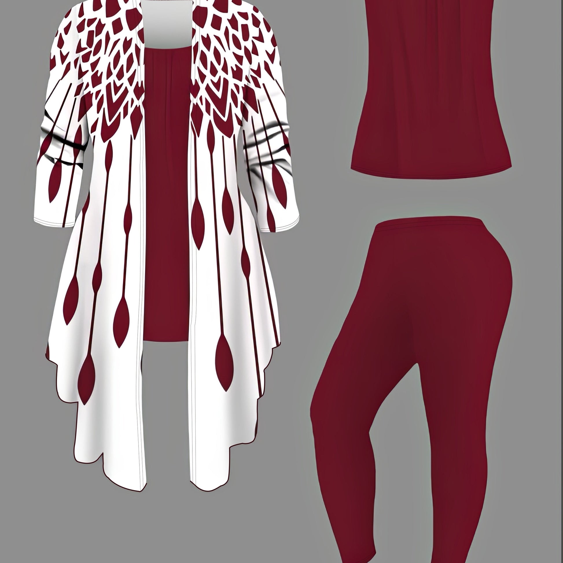 Plus Size Leopard Cardigan, Tank Top & Pants Set - Stretchy & Stylish