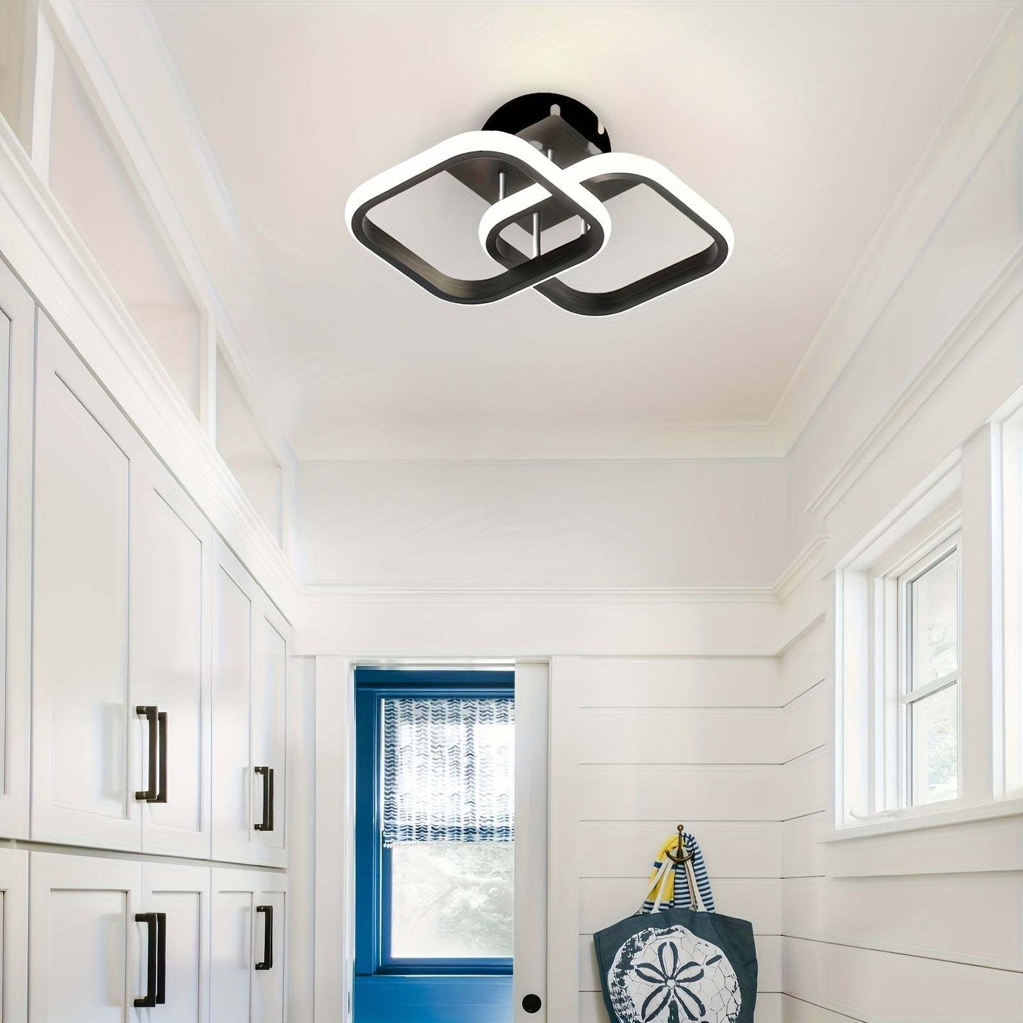 Modern Square LED Ceiling Light Fixture, Dimmable Metal