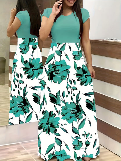 Floral Print Crew Neck Dress