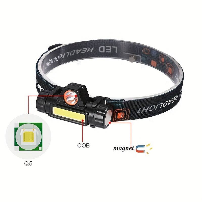 USB Charging Headlight - COB LED for Outdoor and Emergency Use