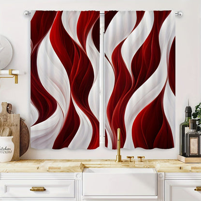 Red and White Wave Curtains