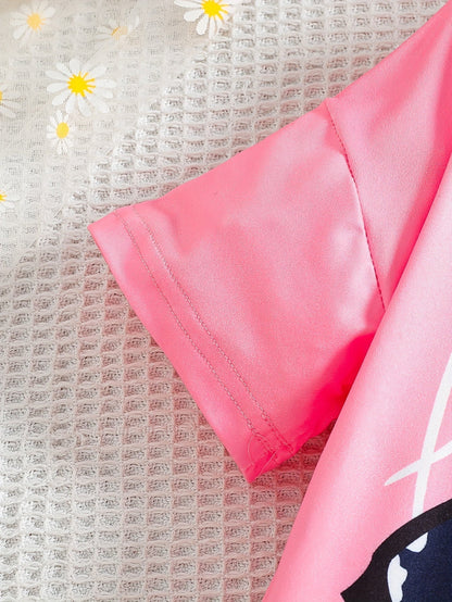 2 pcs Girls Party Outfit - Graphic Tee & Floral Leggings