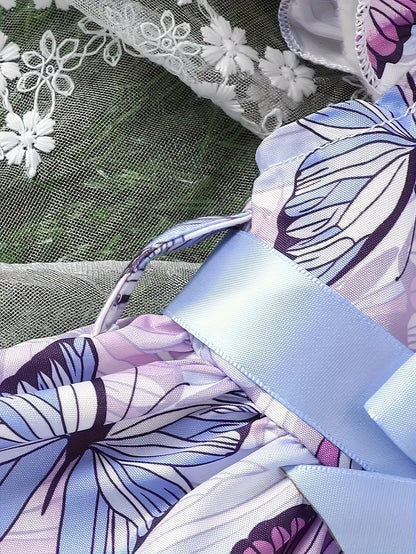 Girls Butterfly Print Dress and Hat Set - Adorable Holiday Outfit