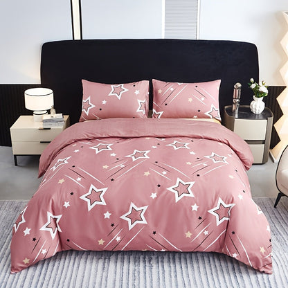 Geometric Five-Pointed Star Print Duvet Cover 3 pcs