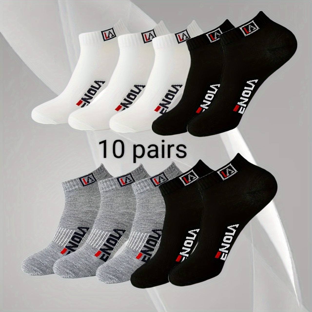 10 Pairs Men's Casual Ankle Socks - Polyester Blend, Spring/Summer Collection