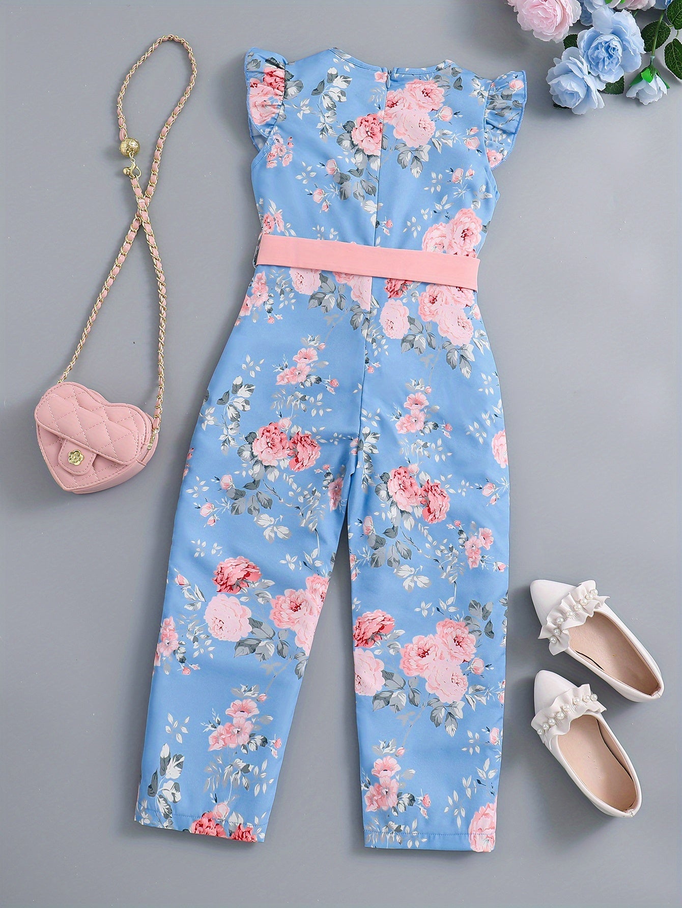 Girls Flutter Sleeve Jumpsuit