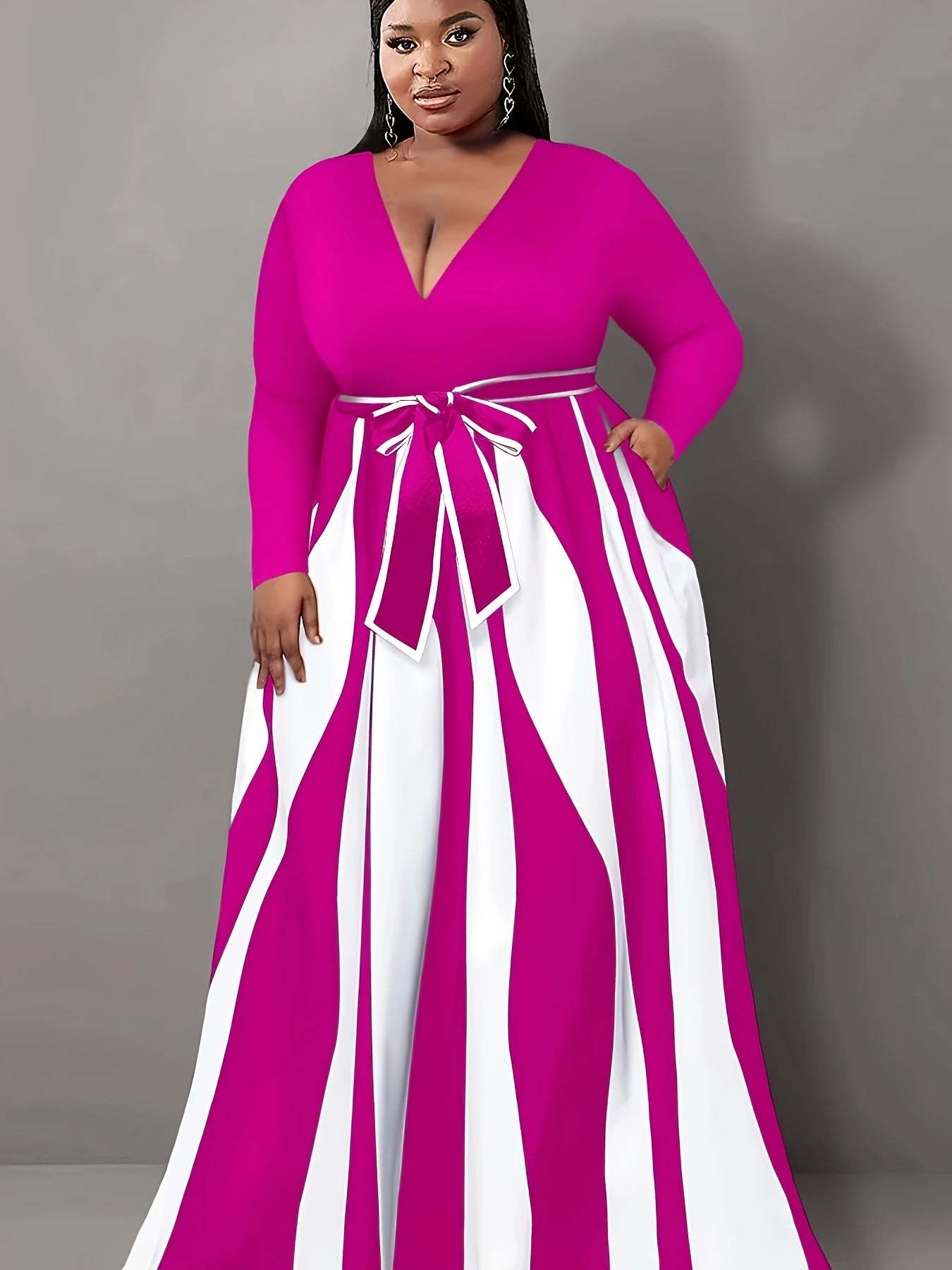 Maxi Dress - Elegant Plus Size, High Stretch Fashion